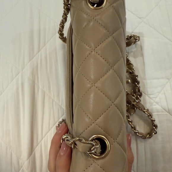 Chanel Beige Quilted Leather Bag